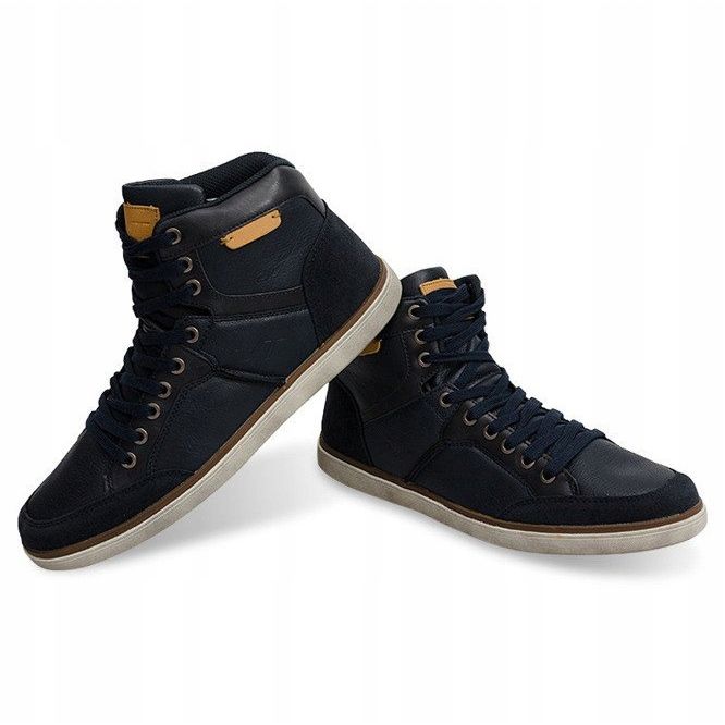 Hohe Sneakers Naturleder XF117 Marineblau 1
