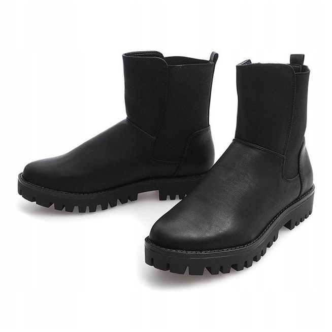 Warm Booties Jodhpur-Stiefel mit Gummizug 976-PA Schwarz 1