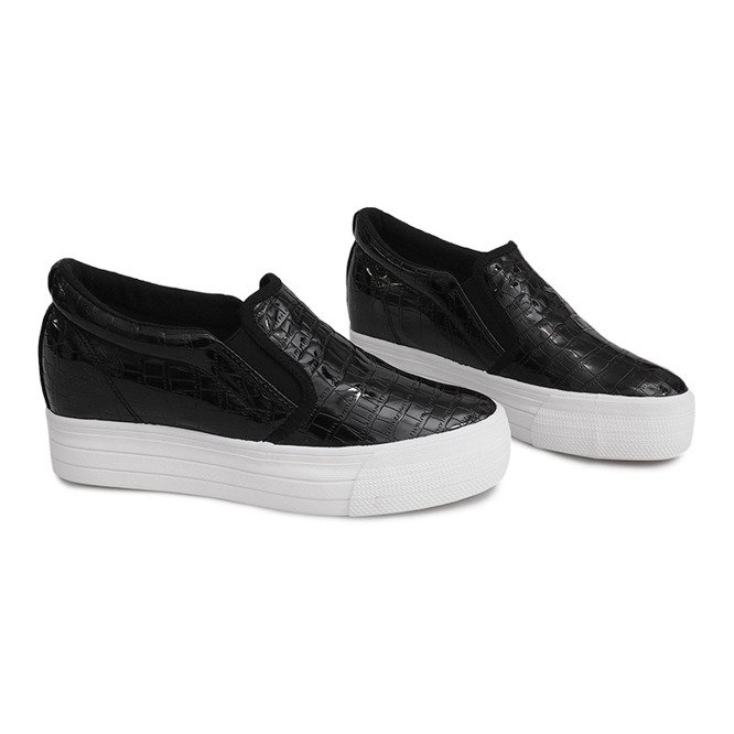 Lackierte Sneakers On Wedge KB-125 Schwarz 1