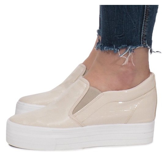 Lackierte Sneakers On Wedge KB-125 Beige 1