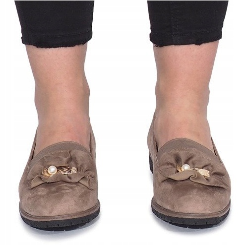 Khakifarbene Slipper mit Pearl Inside Schleife mehrfarbig grün 1