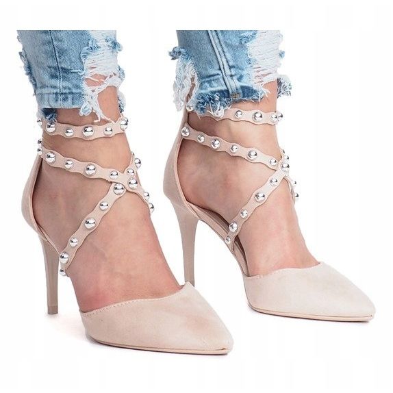 Beige High Heels Sandalen B-50 1