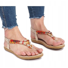 Goldene flache Sandalen mit Sprottendiamanten 2