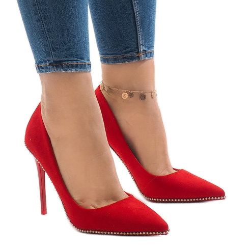 Rote Wildleder High Heels P-6378 1