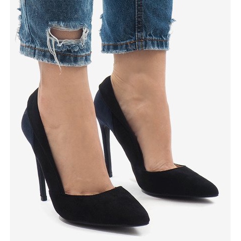 Schwarze klassische Wildleder-Heels 95299-35 2