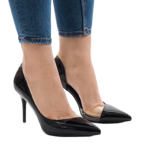 Schwarz lackierte asymmetrische Absätze GH11541 1