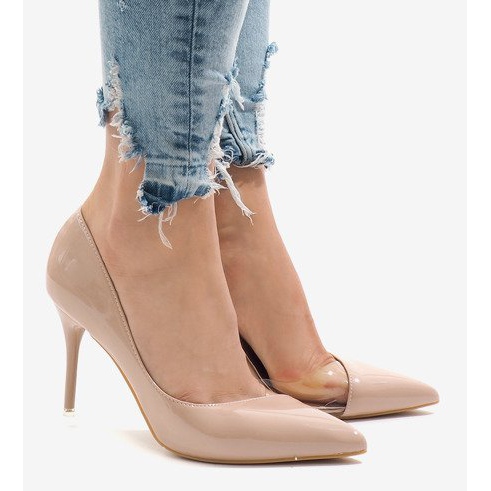 Rosa lackierte asymmetrische Absätze GH11541 2