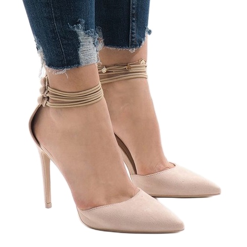 Beige Pumps an einem Stift 6941-P 1