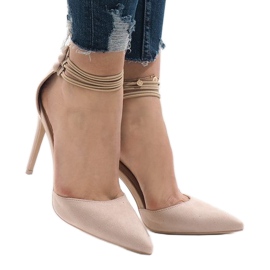 Beige Pumps an einem Stift 6941-P 2
