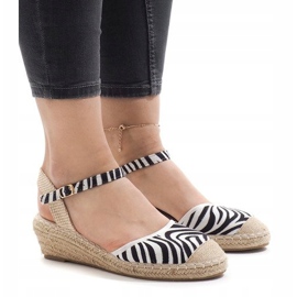 Zebra Keilsandalen Espadrilles LLI-3M88-7 weiß schwarz 1