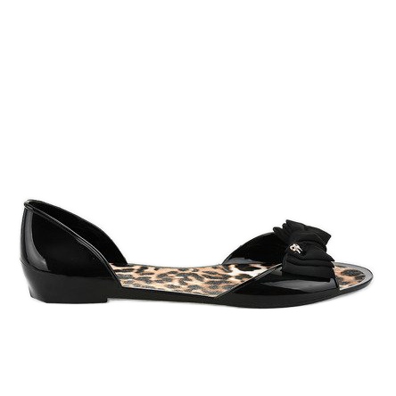 Schwarze Melissen-Gummiballerinas mit Schleife DD506-1 1