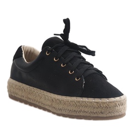Schwarze LX-07 Espadrilles mit Schnürung 1