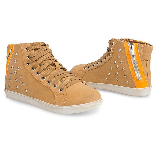 Hohe Sneakers mit Nieten 6573 Camel braun mehrfarbig 2
