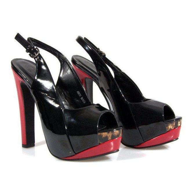 Pumps Sandalen auf der Plattform A8030 Schwarz 2