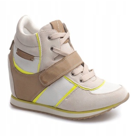 Modische Sneakers mit Keilabsatz JT4 Beige 1