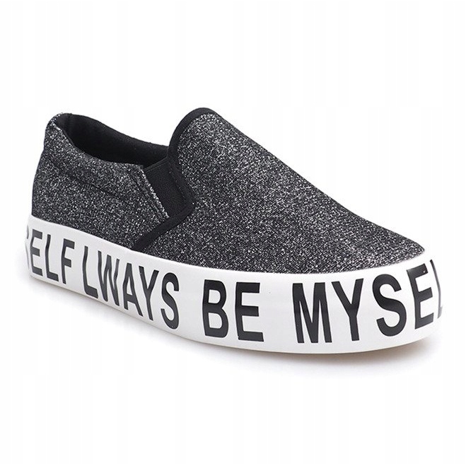 Slip On Sneakers Slip On Brokat E22 Schwarz 1