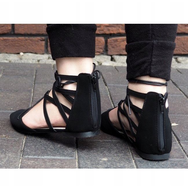 Offene / gebundene Ballettsandalen 6701 Schwarz 1