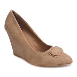 Keilpumps aus Wildleder LE113 Beige 1