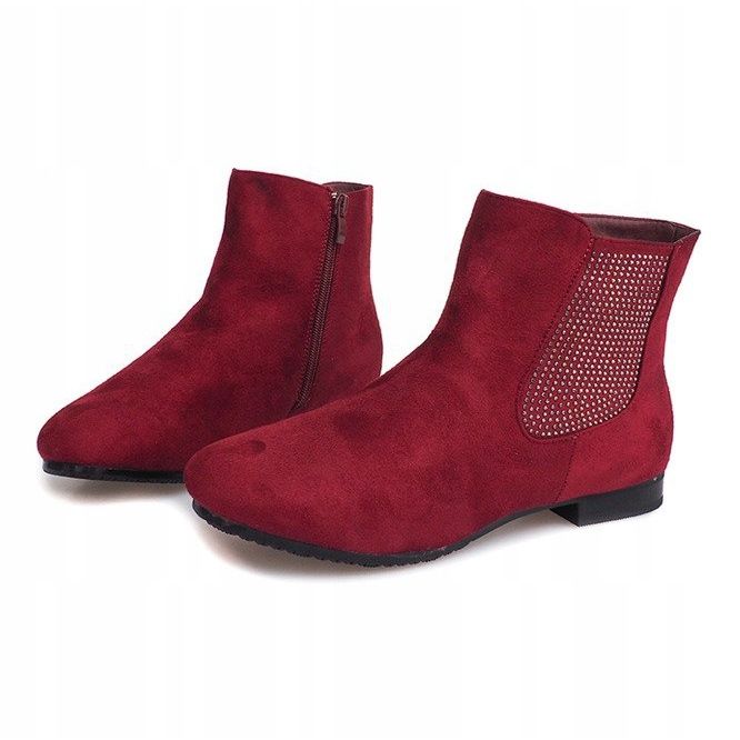 Wildleder Stiefeletten Jodhpur 7-133 Claret rot 1