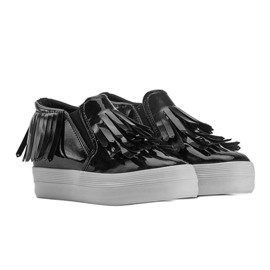 Lackierte Sneakers On Wedge KB-SQ-077 Schwarz 1