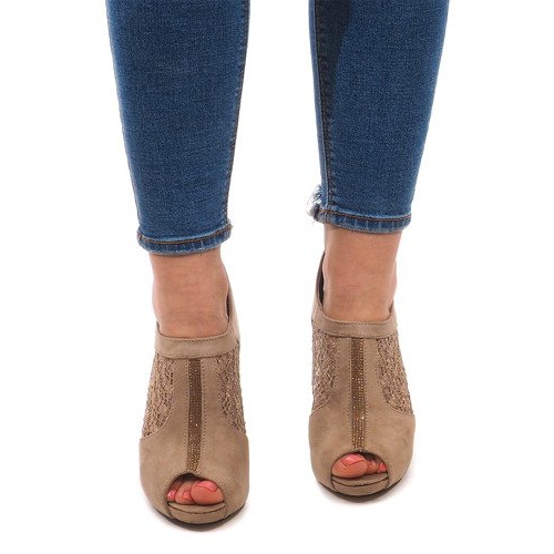 Offene Stiefel mit hohem Absatz LL05 Khaki mehrfarbig grün 1