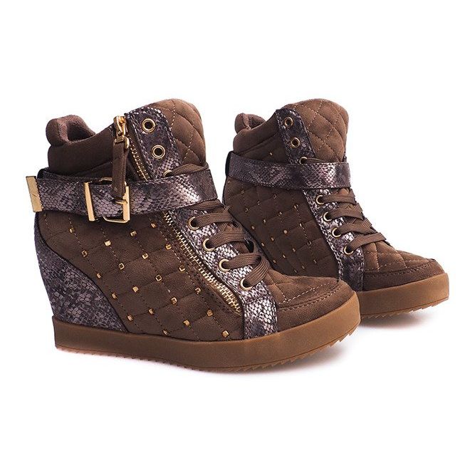 Sneakers mit Keilabsatz 6227-Y Khaki mehrfarbig grün 1