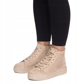Hohe Creepers Stiefel auf der WQ-001 Beige Plattform 2
