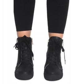 Sneakers mit durchbrochenem Keilabsatz HQ881 Schwarz 2