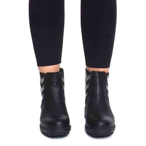 Motorisierte Stiefel mit Nieten LL98 Schwarz 2