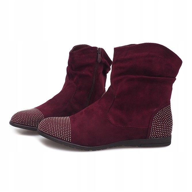 Wildleder Booties Jodhpur Stiefel B03 Rot 1