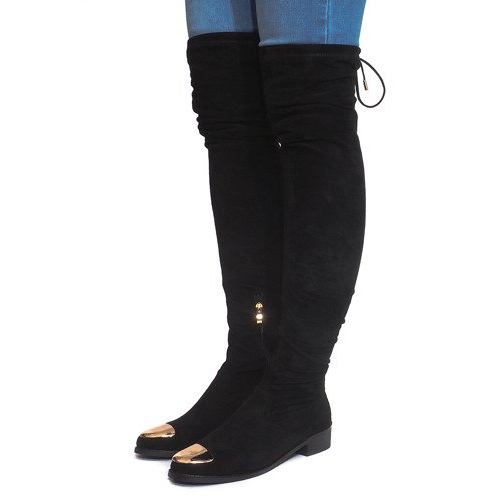 Hohe Wildlederstiefel Lycra B-8 Schwarz 1