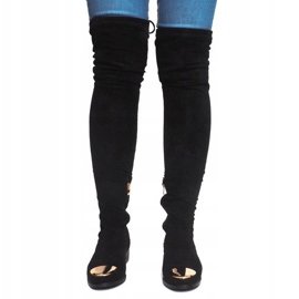 Hohe Wildlederstiefel Lycra B-8 Schwarz 2