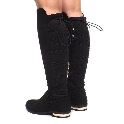 Wildlederstiefel Pompon G-42 Schwarz 2