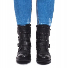 Warme Stiefel mit Schnalle M172 Schwarz 2