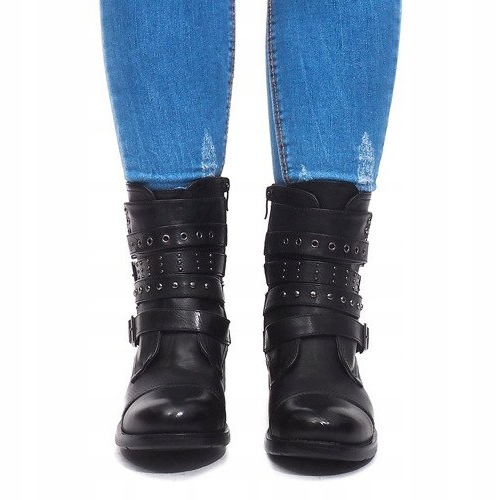 Warme Stiefel mit Schnalle M172 Schwarz 2