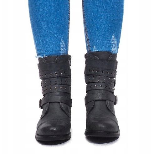 Warme Stiefel mit Schnalle M172 Grau 2