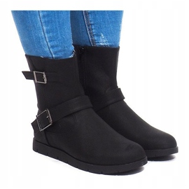 Warme Stiefel mit Schnalle B9813 Schwarz 2