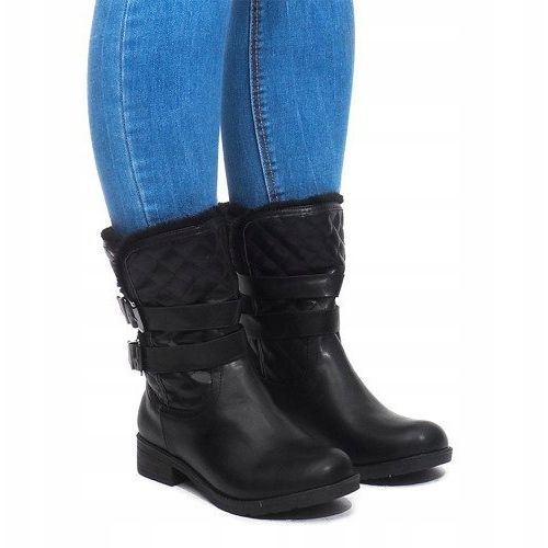 Warme Stiefel mit Schnalle 5673-1 Schwarz 2