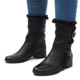 Warme Stiefel mit Schnalle 3140 Schwarz 2