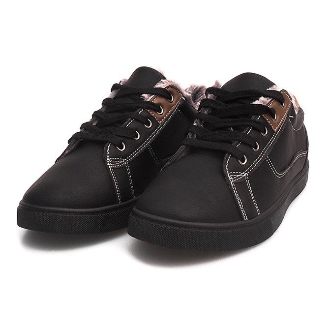 Warme Sneakers mit Fell E754M-1 Schwarz 2