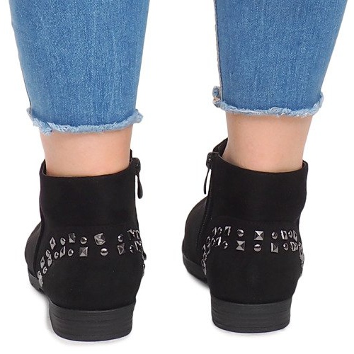 Wildlederstiefel mit Nieten 30696 Schwarz 2