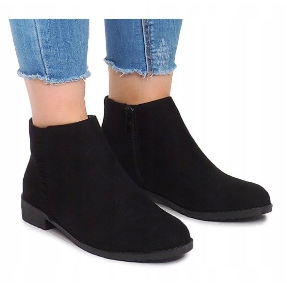 Wildleder Booties mit Reißverschlüssen 99-387 Schwarz 1