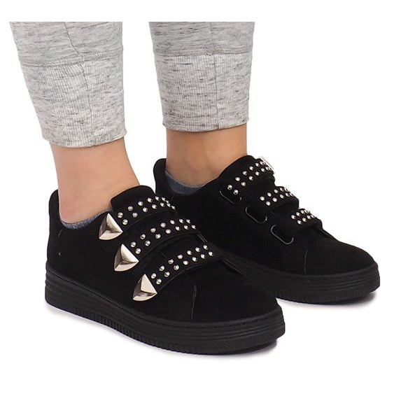 Sneakers mit Klettverschluss mit Pailletten AB-3 Schwarz 2