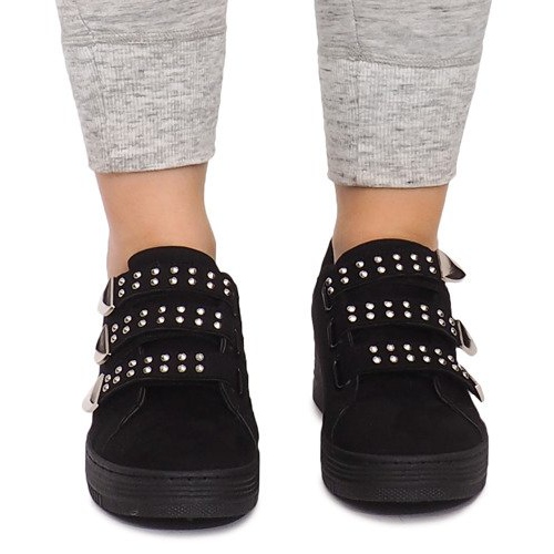 Sneakers mit Klettverschluss mit Pailletten AB-3 Schwarz 1