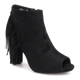 Open Toe Boots On A Post 1526-1 Schwarz 1