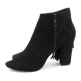 Open Toe Boots On A Post 1526-1 Schwarz 2