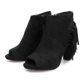 Open Toe Boots On A Post 1526-1 Schwarz 3