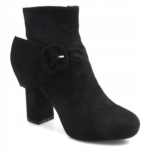 Wildleder Booties auf einem Post Black LS5006 schwarz 2