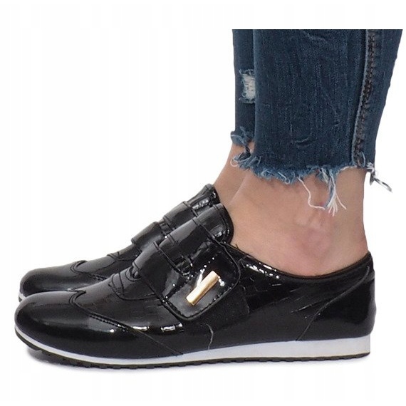 Schwarze Brogues mit Klettverschluss Denise 1