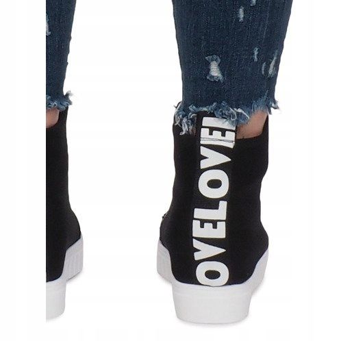 Schwarze Sneakers mit Keilabsatz aus Stoff Love 1